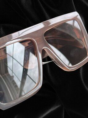 CELINE CL400921 Oversized Flat Top Square Sunglasses Taupe Brown New w/ Tags